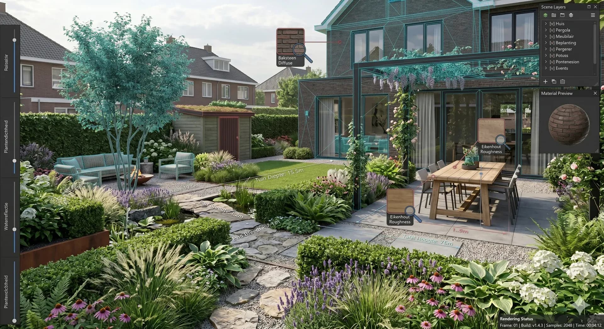 3D-tuinontwerp op maat voor een Haagse tuin